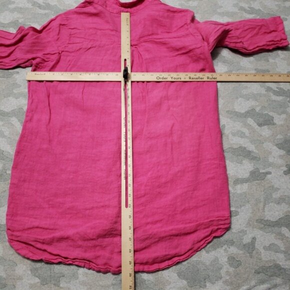 Rosemarine Top Womens Large Pink Linen Long Sleeve Button-Up - Picture 7 of 10